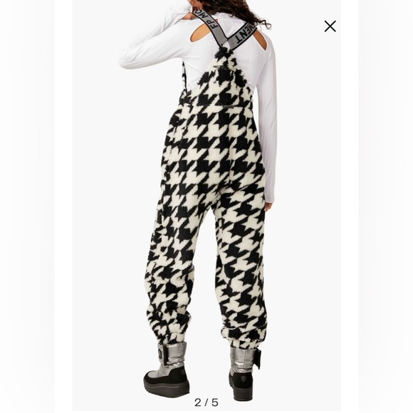 NWT Free People Movement Hit the Slopes Houndstooth Overalls - Picture 2 of 9